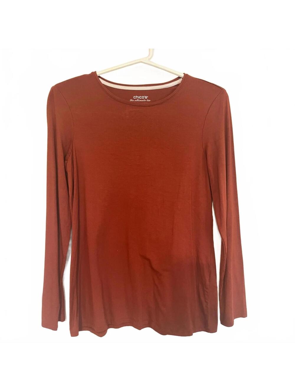 Chico’s Terracotta Long Sleeve Top – Lightweight Everyday Tee